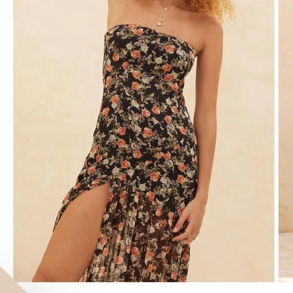 Promesa Strapless Black Floral Dress Size S - Picture 6 of 6
